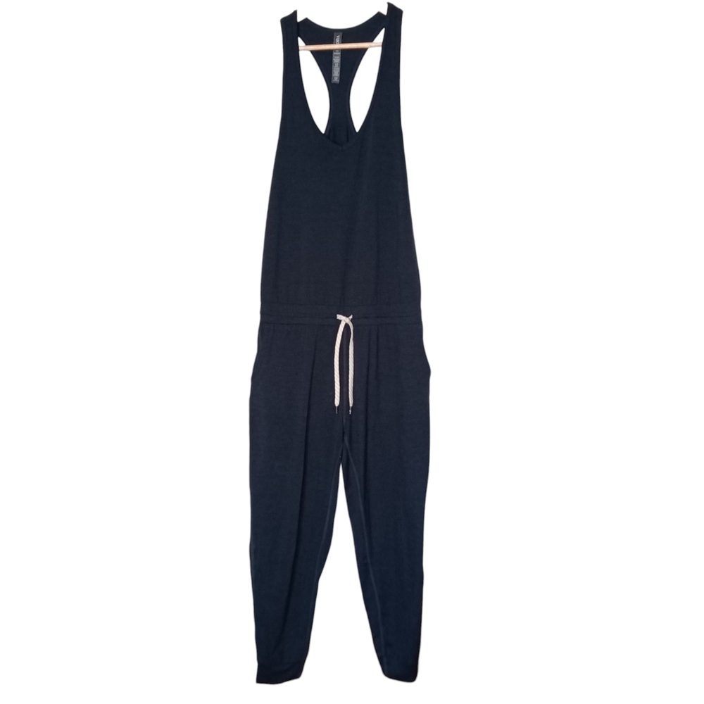 Vuori Black Jumpsuit with Tapered Legs and Minimalist Design